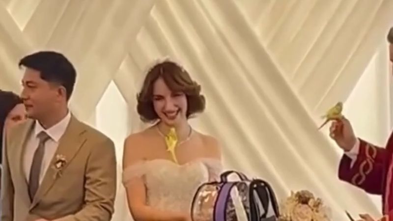 Nikah törenine muhabbet kuşlarını getiren gelin gündem oldu