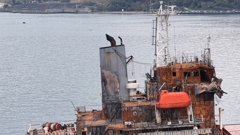 İstanbul Boğazı'nda trafik durdu: dron saldırısında yanan Aroyat gemisi geçti